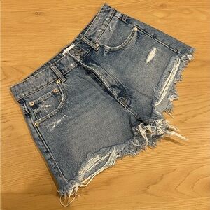 Zara Blue Distressed Jean Shorts